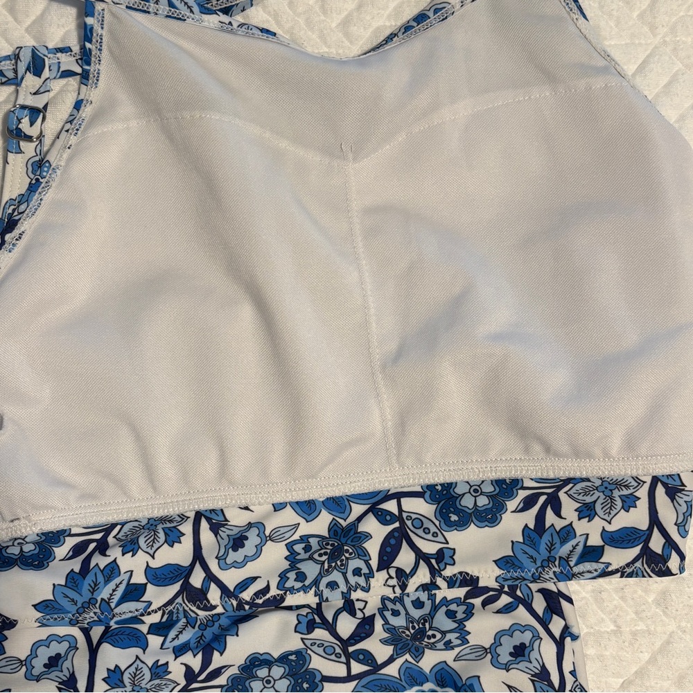 Floral Blue High-Neck Bikini Set - Picture 6 of 8